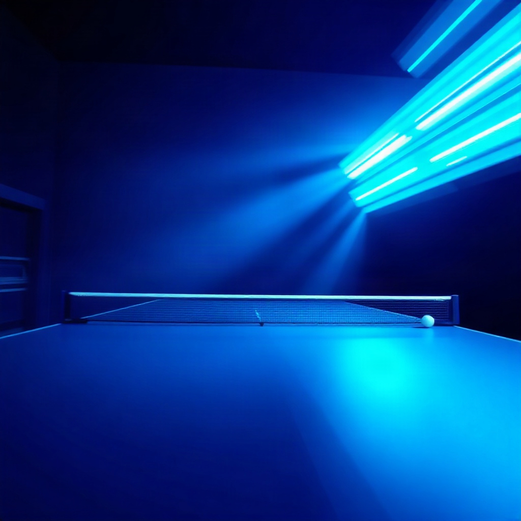 Motion blur rally on table tennis court